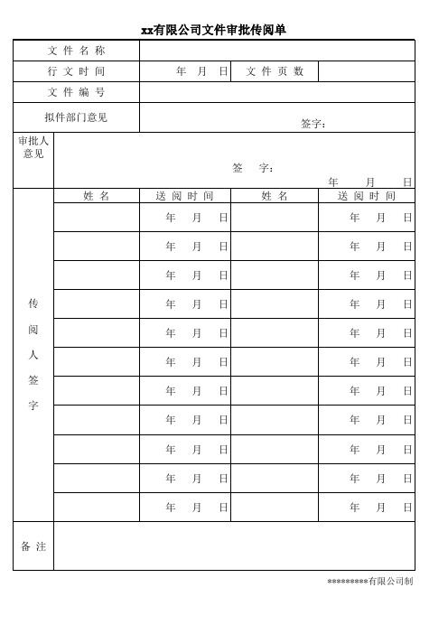 文件传阅审批签字单--