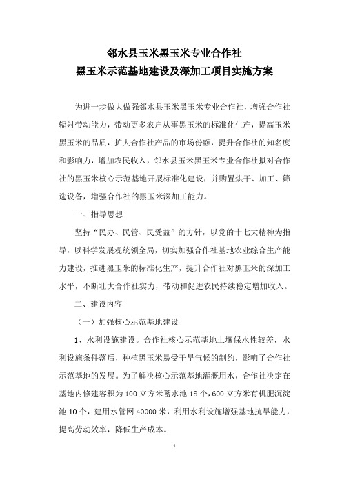 黑玉米深加工项目设施方案