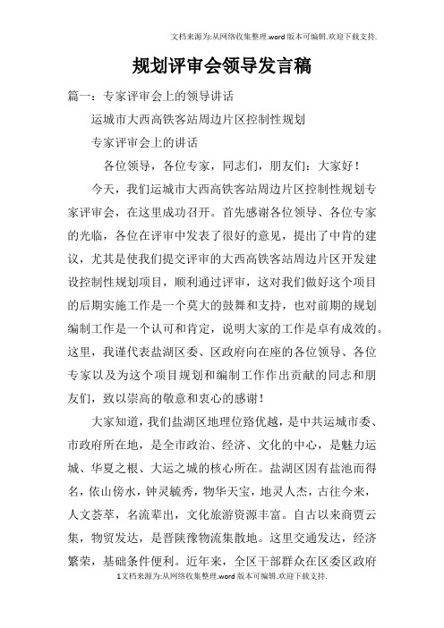 规划评审会领导发言稿