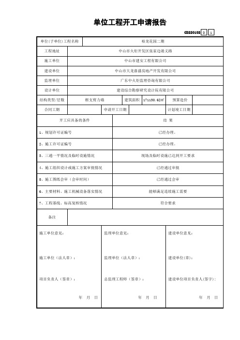 开工申请报告