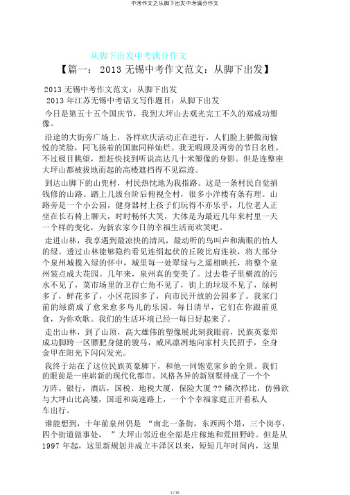 中考作文之从脚下出发中考满分作文