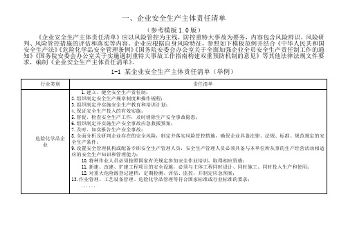 危化品生产企业安全生产管理责任清单参考模板