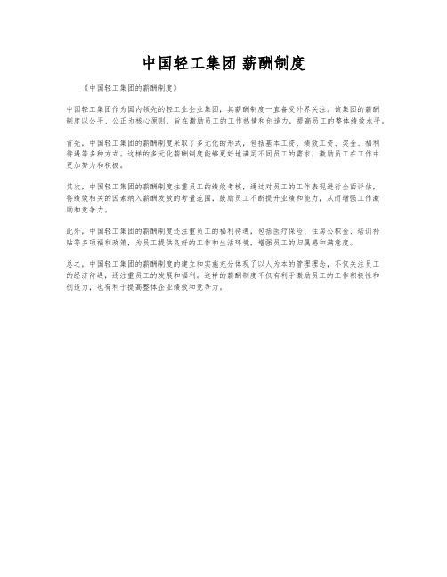 中国轻工集团 薪酬制度