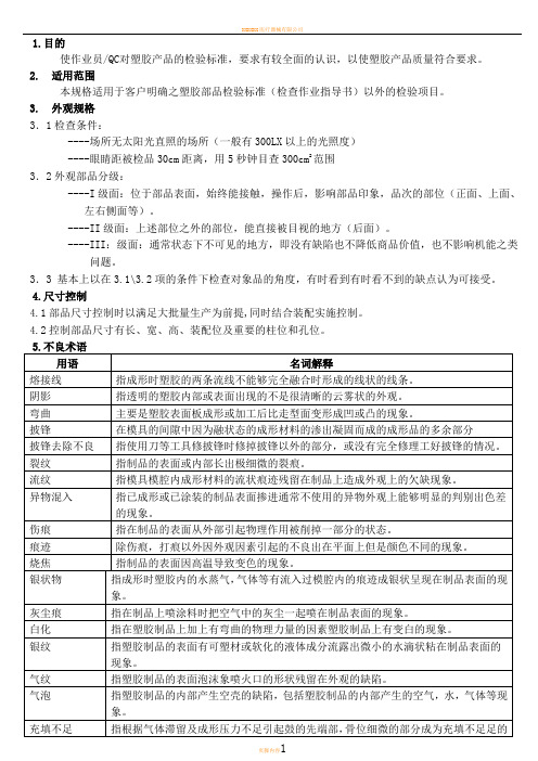 注塑品质检验标准