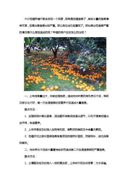 柑橘落果严重的原因及防治办法