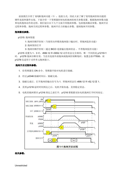 G120 电机抱闸功能(2)：参数介绍