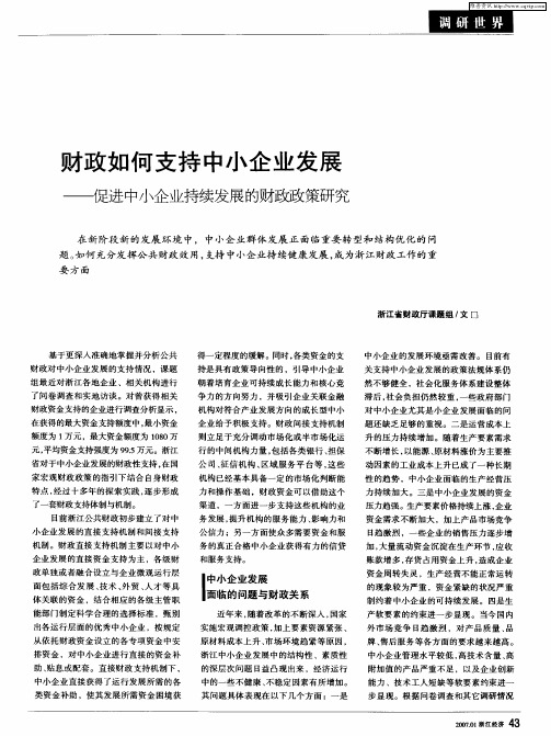 财政如何支持中小企业发展——促进中小企业持续发展的财政政策研究