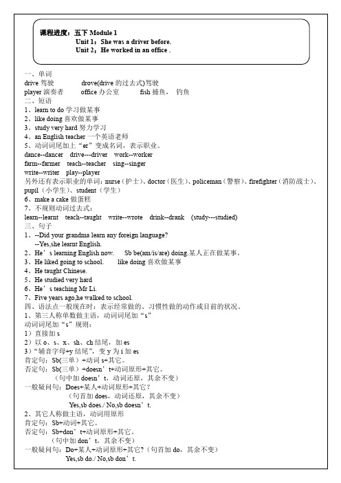 《外研版英语教材》(新标准)(一起)五年级下册单词表知识点