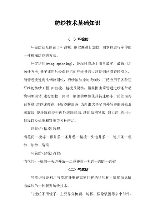 纺纱技术入门基础知识