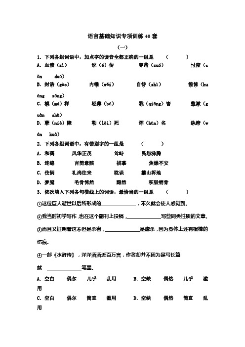 语言基础知识专项训练40套