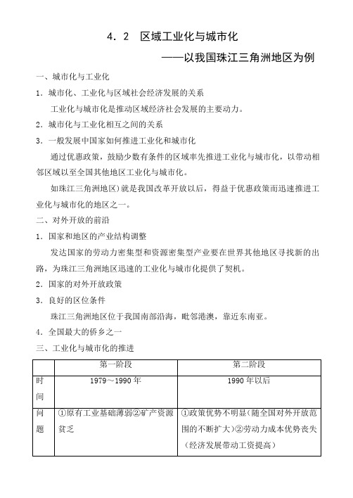 精品高中地理 4.2  区域工业化与城市化——以我国珠江三角洲地区为例 市赛一等奖