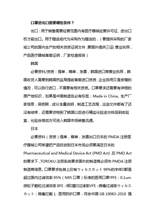 出口口罩需要什么条件