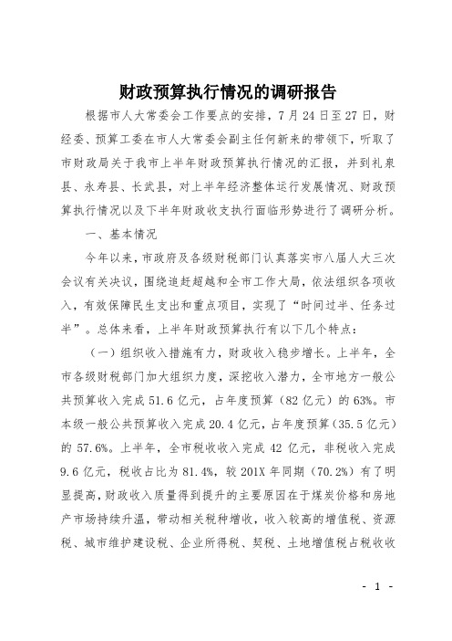 财政预算执行情况的调研报告
