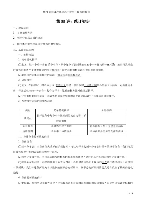 第58讲 统计初步(解析版)2021届新课改地区高三数学一轮专题复习