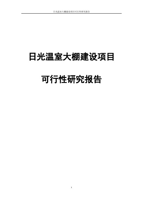 日光温室大棚建设项目可行性研究报告
