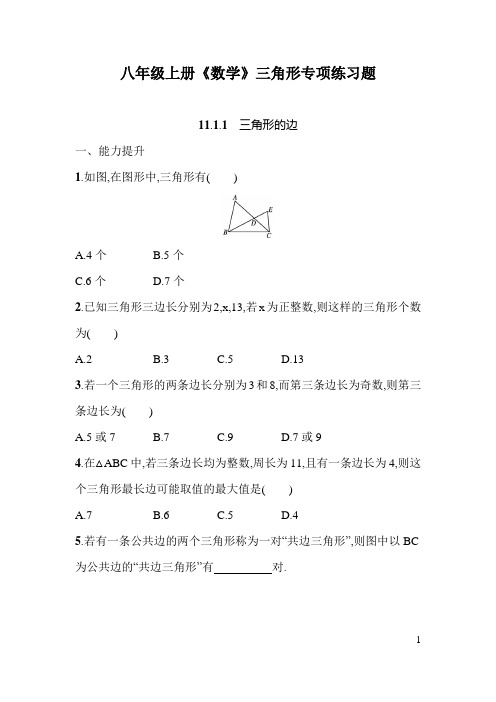 八年级上册《数学》三角形专项练习题(含答案)