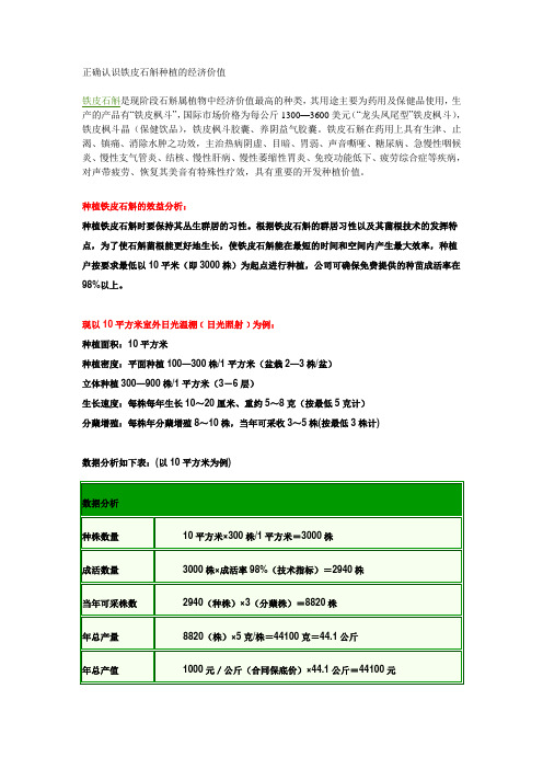 正确认识铁皮石斛种植的经济价值