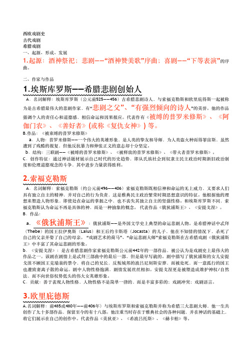 西欧戏剧史复习资料