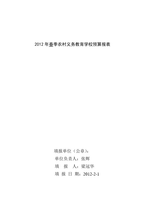 2010年秋季农村义务教育学校预算报表