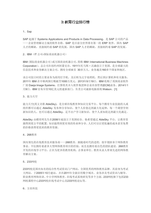 It教育行业排行榜