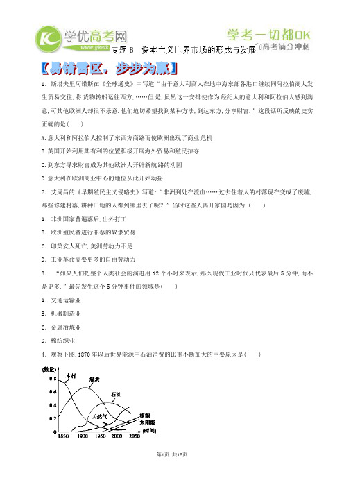 2014年高考历史黄金易错点专题汇编：专题06 资本主义世界市场的形成与发展