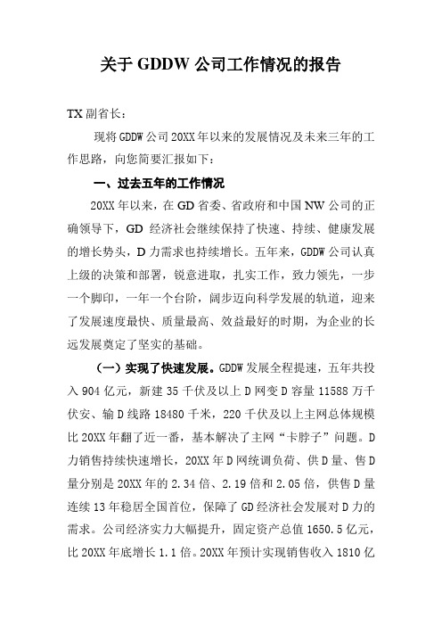 大型国企向省政府领导汇报公司五年来工作情况-经典参考版