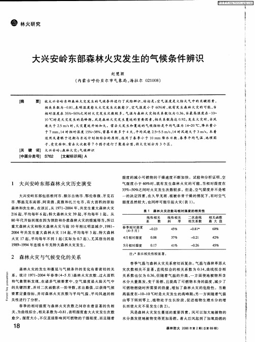 大兴安岭东部森林火灾发生的气候条件辨识