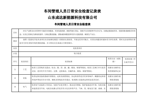 车间管理人员日常安全检查记录表
