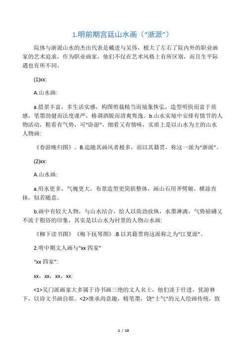明清绘画的主要流派及代表画家作品风格