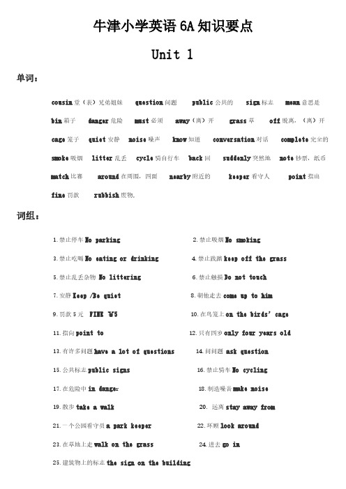 Removed_牛津小学英语6A_知识要点
