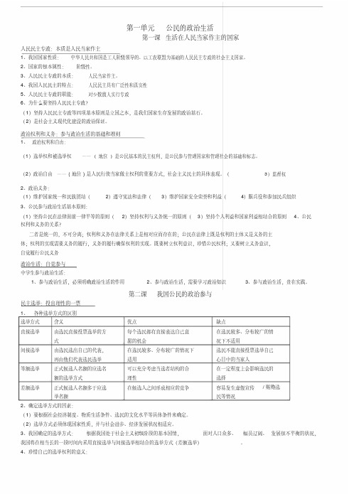 人教版高中必修二政治知识点(自己整理.超全)