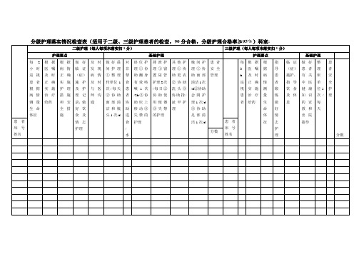 二级和三级分级护理落实情况检查表