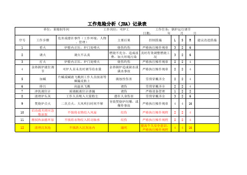 锅炉系统安全检查(SCL)分析记录表11