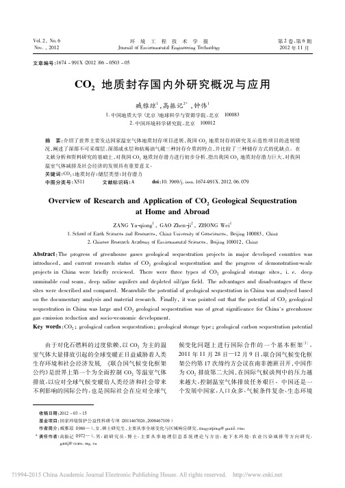 CO_2地质封存国内外研究概况与应用_臧雅琼