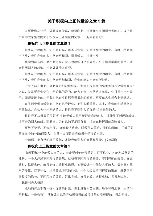 关于积极向上正能量的文章5篇