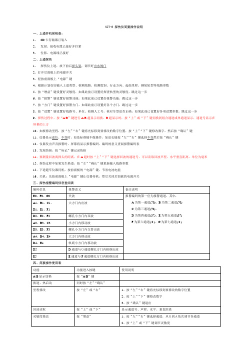 SZT-8智能钢轨探伤仪简要使用说明