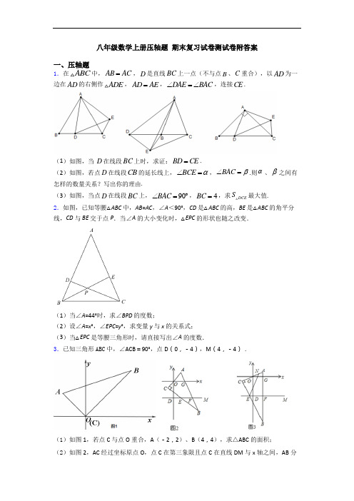 八年级数学上册压轴题 期末复习试卷测试卷附答案