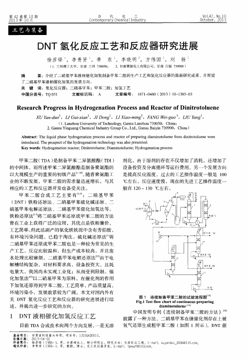 DNT氢化反应工艺和反应器研究进展