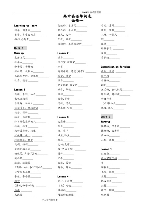 北师大版高中英语单词表1-8册[默写版]