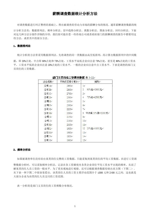 薪酬调查数据统计分析方法