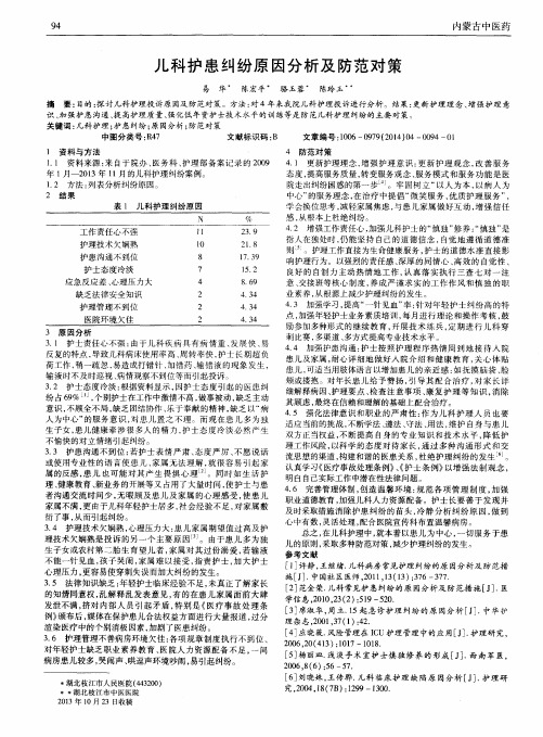 儿科护患纠纷原因分析及防范对策