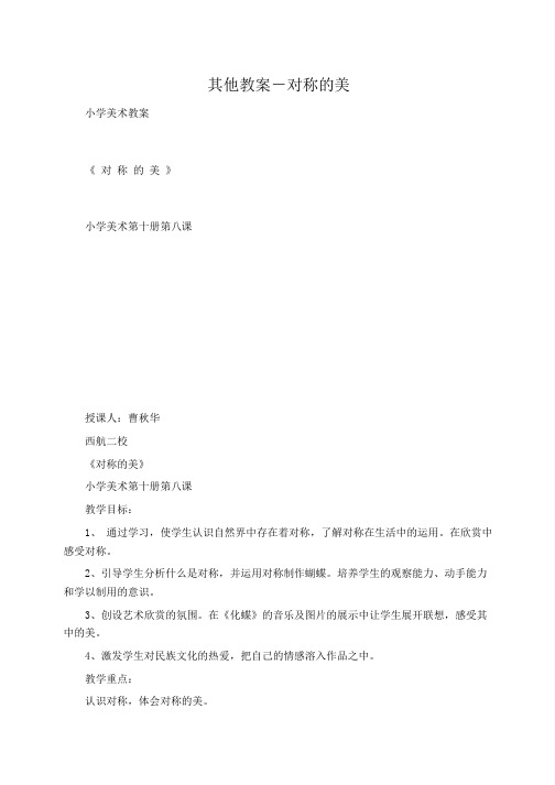 小学美术教案-对称的美 