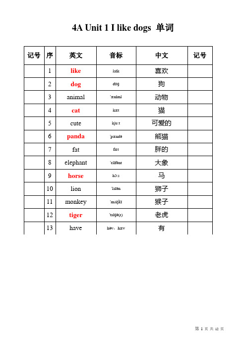 苏教版四年级上册英语单词和音标