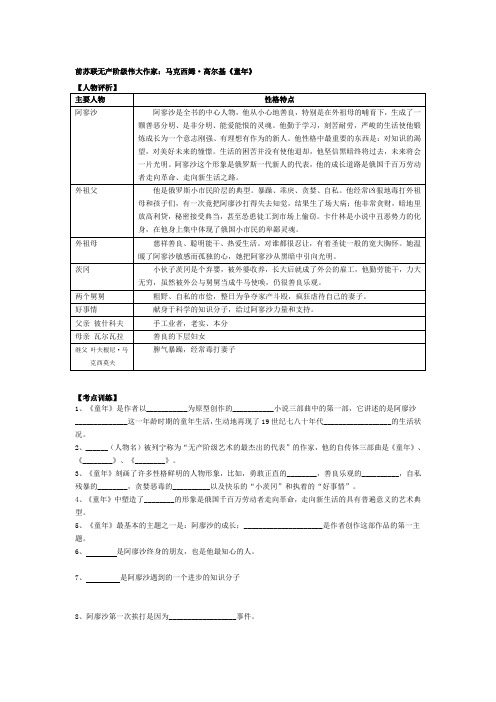 中考语文名著阅读——童年