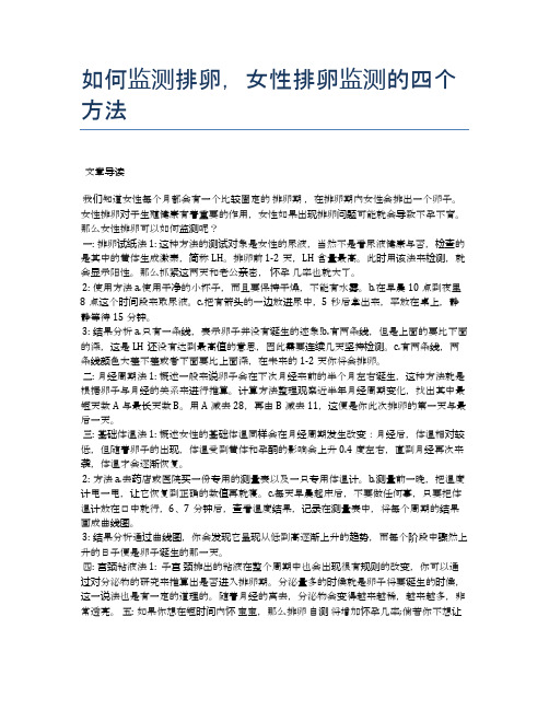 如何监测排卵,女性排卵监测的四个方法【医学养生常识】