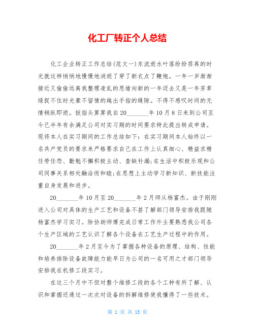 化工厂转正个人总结