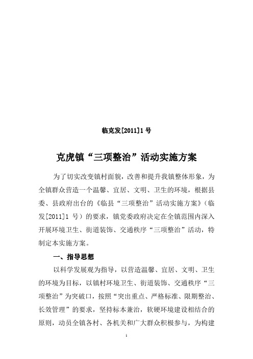 2011年三项整治活动方案