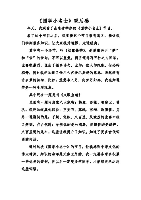 国学小名士