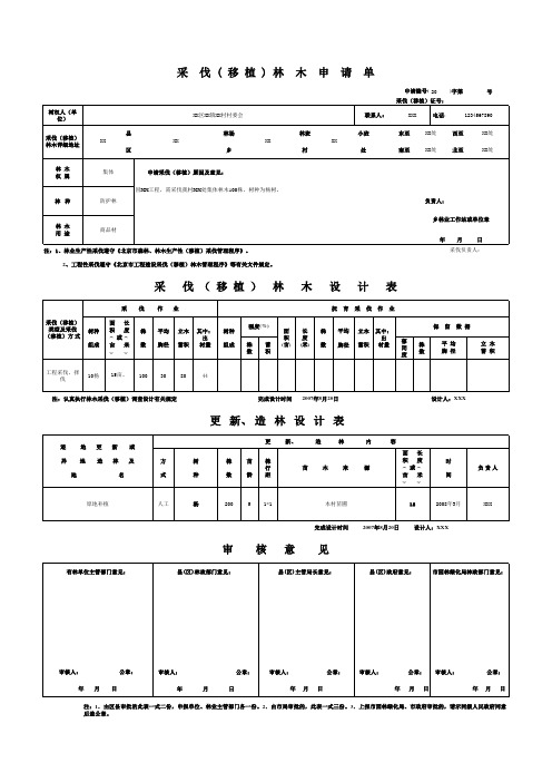 采伐林木申请表样表