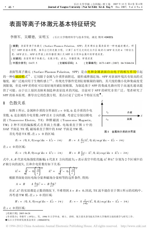 表面等离子体激元基本特征研究